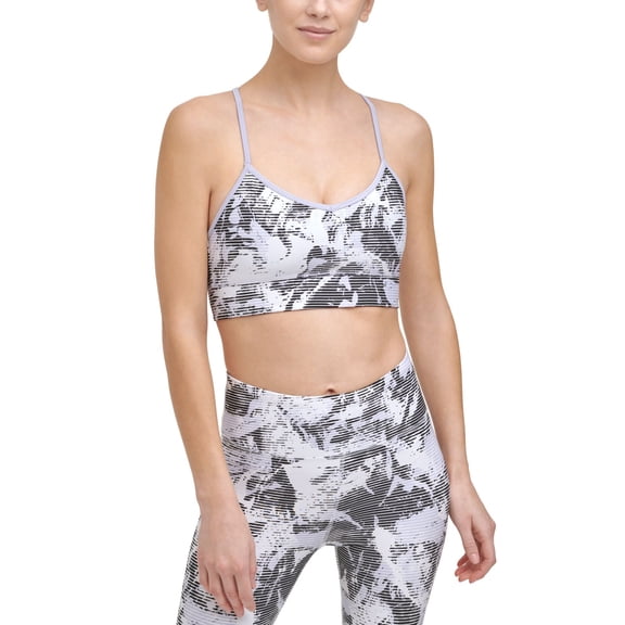 DKNY Womens Shades Print Strappy Back Sports Bra