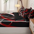 thumbnail image 5 of Homewish Swirl Lines Zipper Twin Comforter Sets with Fitted Sheet and 2 Pillowcases,Abstract Geometric Zipper Bedding Set,Red White,Black Reversible,4pcs, 5 of 8