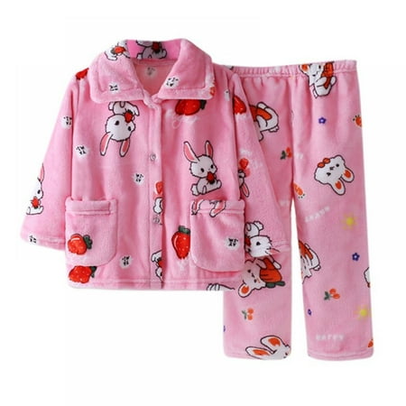 

Patgoal Pajamas for Toddler Boys Girl Infant Fleece Pajamas 1-6y Kids Autumn Winter Cartoon Print Flannel Pajama Sets Cute Rabit Nightgown Long Sleeve Tops with Pants Sleepwear Warm Nightclothes