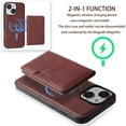 thumbnail image 5 of for iPhone 13 Wallet Case, 2-in-1 Detachable Back Magnetic Cover & PU Leather Wallet Phone Case, with Folio 4 Card Holders, Support Mag-Safe Charging Case for iPhone 13, Winered, 5 of 6