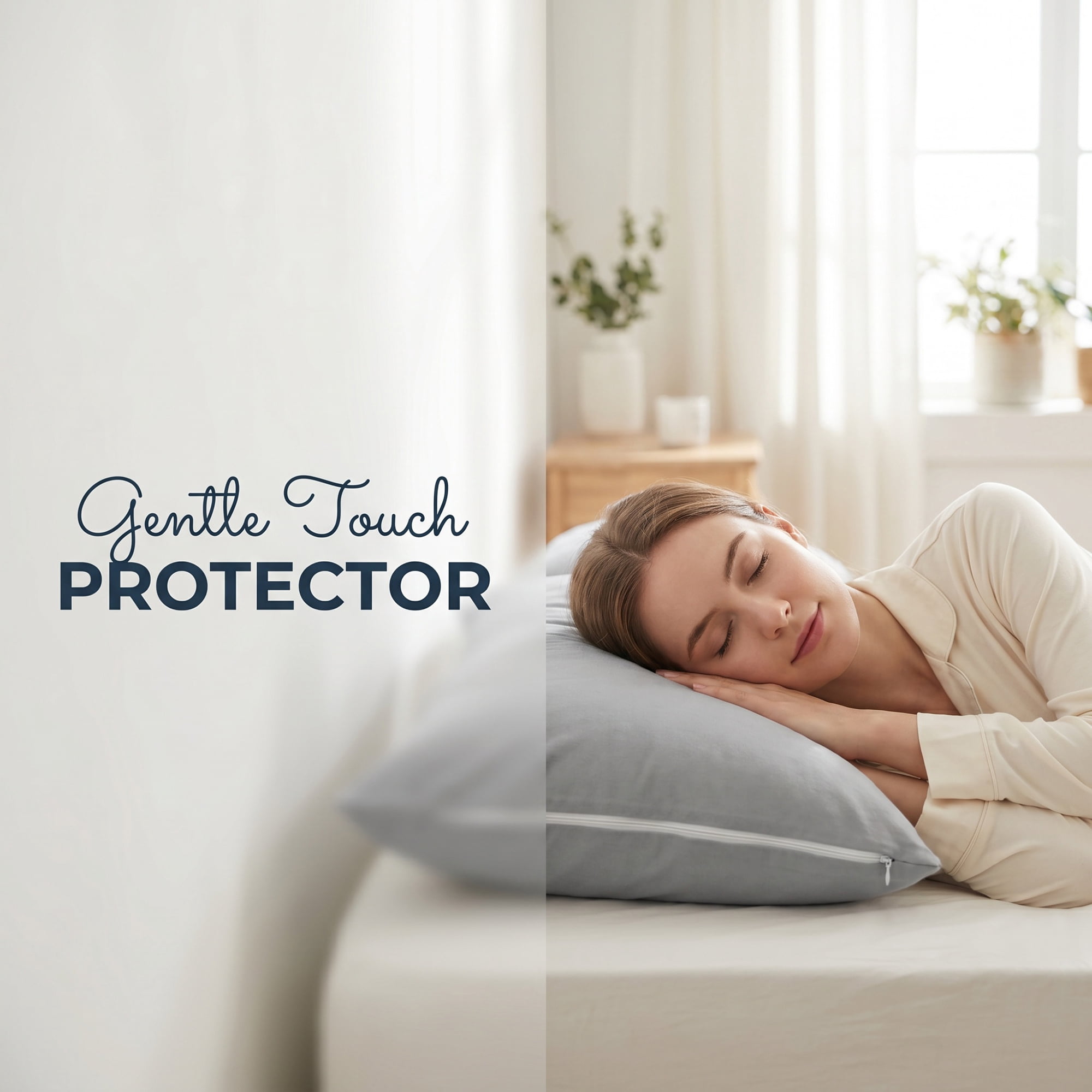 Unique Bargains Standard-size Zippered Pillow Protector Waterproof Polyester Gray