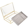 thumbnail image 4 of TOYMYTOY Clear Glass Jewelry Box with Vintage Style Golden Frame for Display, 4 of 8