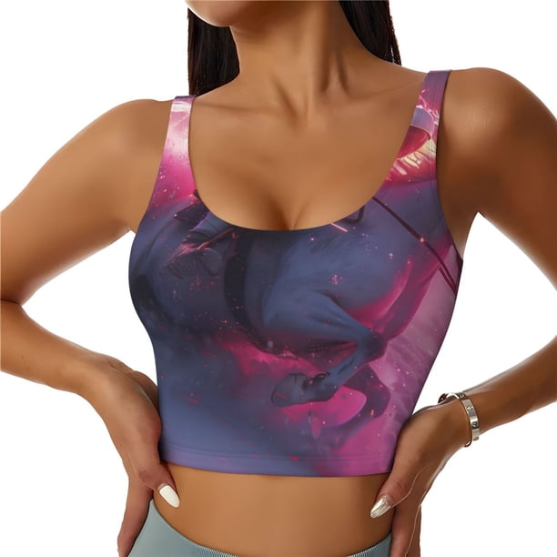 Balery Astronaut Riding Fiery Horse Sujetadores deportivos con espalda cruzada para mujer, acolchados, sin costuras, de alto impacto, ideales para yoga, gimnasio, entrenamiento y fitness.-