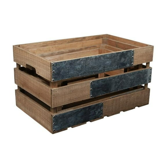 Uliel Set of 4 Galvanized & Brown Crate Set