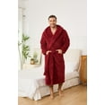 thumbnail image 3 of Vulcanodon Men Fleece Hooded Robe, Plush Lightweight Bathrobe Long Soft Warm House Coat with Pockets,(Burgundy,2XL-3XL), 3 of 5