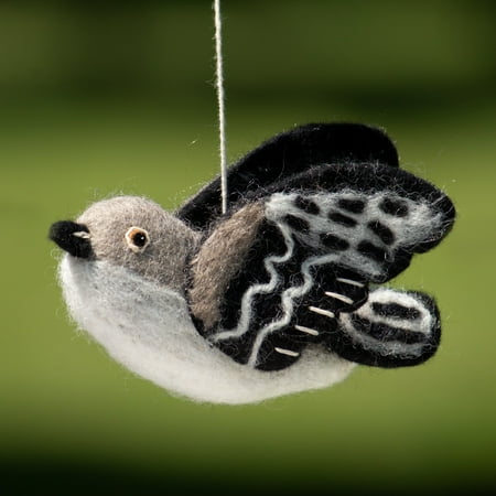 

Handmade Wild Woolies Felt Bird Garden Ornament - Mockingbird (Nepal)multi