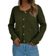 thumbnail image 2 of Women Knit Cardigan Sweaters Fall Fashion Long Sleeve Button Down Trendy Casual Jacket Winter Clothes Dark Green XL, 2 of 9