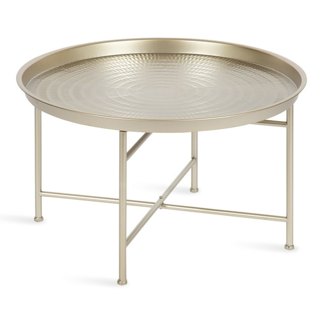 Kate and Laurel Mahdavi Modern Coffee Table with Unique Sophisticated Design, Silver