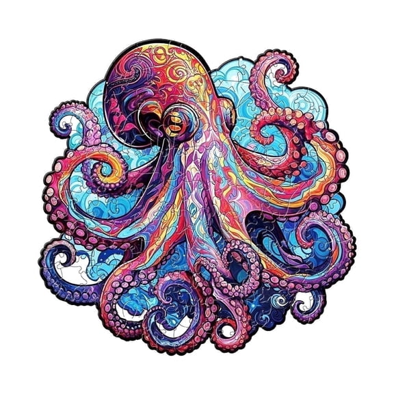Nestologi Octopus Wooden Interlocking Jigsaw Puzzle for Adults, Large, 150 Pieces, 11.7 x 16.5 in