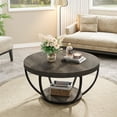 thumbnail image 4 of Tribesigns 32 Inches Round Coffee Table, Modern 2-Tier Center Table with Storage Open Shelves, Wooden Circle Coffee Table Sofa Side Table with Metal Legs, 4 of 10