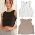 thumbnail image 3 of lanema Women's Solid Color Sleeveless Tank Top with Short Cut Racerback Vest Crop Tee Shirt for Summer Outings or Gym Workouts, 3 of 10