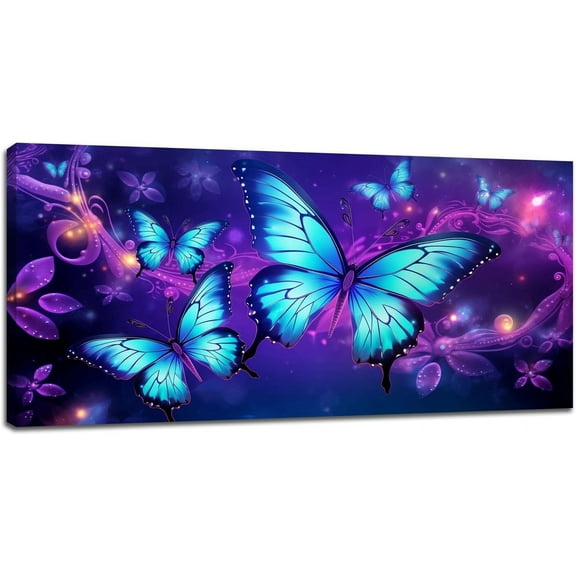 VELVET Large Butterfly Wall Art Butterfly Pictures Decor Painting Canvas Prints Modern Home Artwork for Living Room Bedroom Office 10x8inch Framed