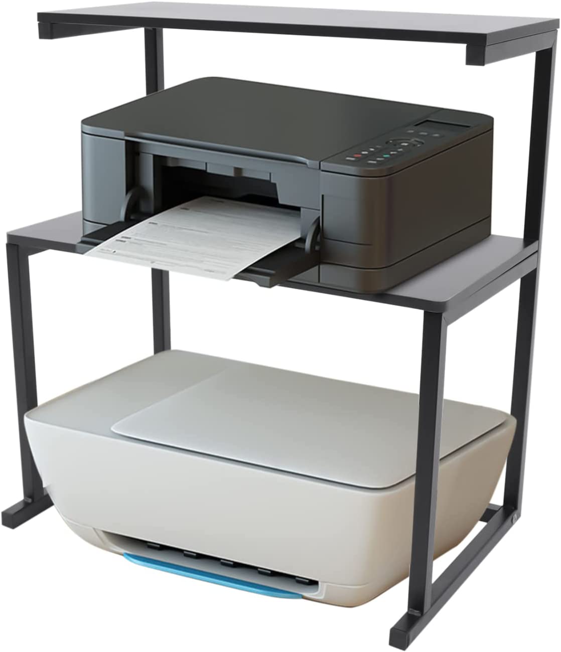Printer Stand, 3 Tier Storage Desk Shelves,Iron Printer Stand , for Dorm Table Organizer Printer Fax Book Heavy Duty Rack for Home Office Supplie, Black