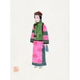thumbnail image 2 of Vintage Chinese Clothing 25x32 Gold Ornate Wood Framed with Double Matting Museum Art Print Titled - Lady in dress with winter hat, 2 of 4