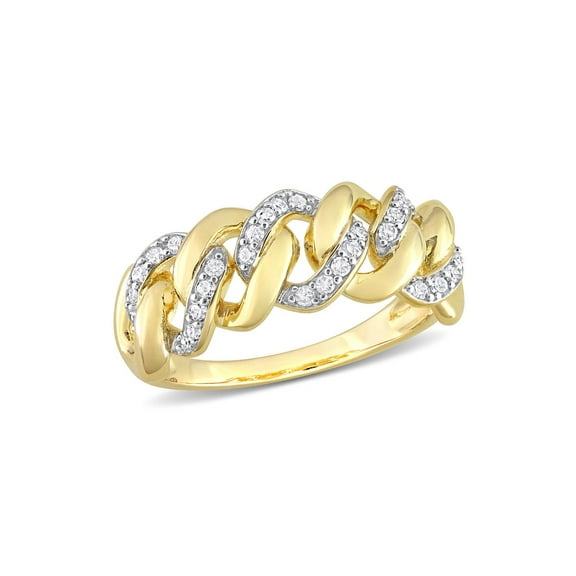 1/4 Carat (Ctw) Diamond Oval Link Ring Yellow Plated Sterling Silver for Women