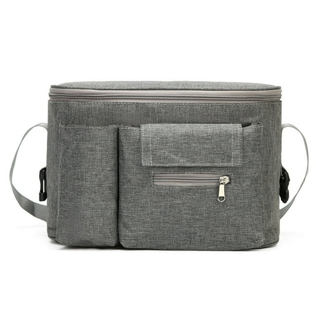 Organizador universal para cochecito de bebé de gran capacidad, organizador para cochecito de bebé, portavasos aislado impermeable en el interior, bolso de hombro y bolsa de almacenamiento para