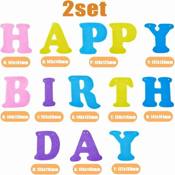 2set Happy Birthday Banner Birthday Bunting Banner Birthday Decoration Kit Colorful Birthday letter for Home or Garden Birthday Festival Party Bunting Decoration Supplies