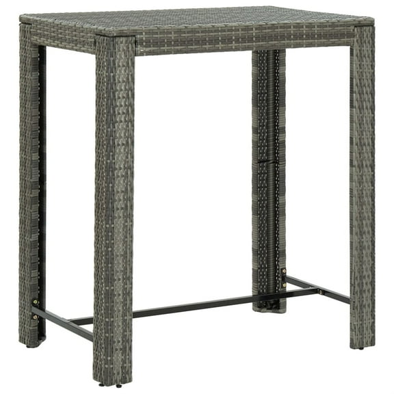 vidaXL Garden Bar Table Gray 39.4"x23.8"x43.5" Poly Rattan