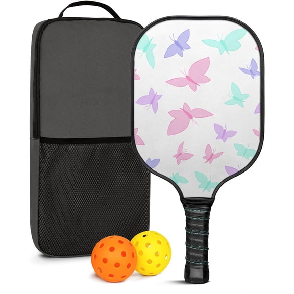 Pickleball Paddles Set Of 1, Fiberglass Surface, Boho Butterfly Decor, 1 Paddle, 2 Balls & Bag