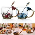 thumbnail image 2 of CAROOTU Enamel Coffee Tea Cup Mug 3D Rose Butterfly Glass Cups Wedding Gift, 2 of 6