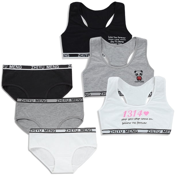 Teenage Clothes Sets Teenager Sport Underwear Training Bra For Girls Teen Bra And Panties Sets 8-14YPink14 He Qiyong unisex