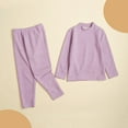 thumbnail image 3 of Owordtank Kids Girls Boys Thermal Set Warm Long Johns Base Layer Mock Neck Underwear Long Sleeve T-Shirt with Pants Sets, 3 of 7
