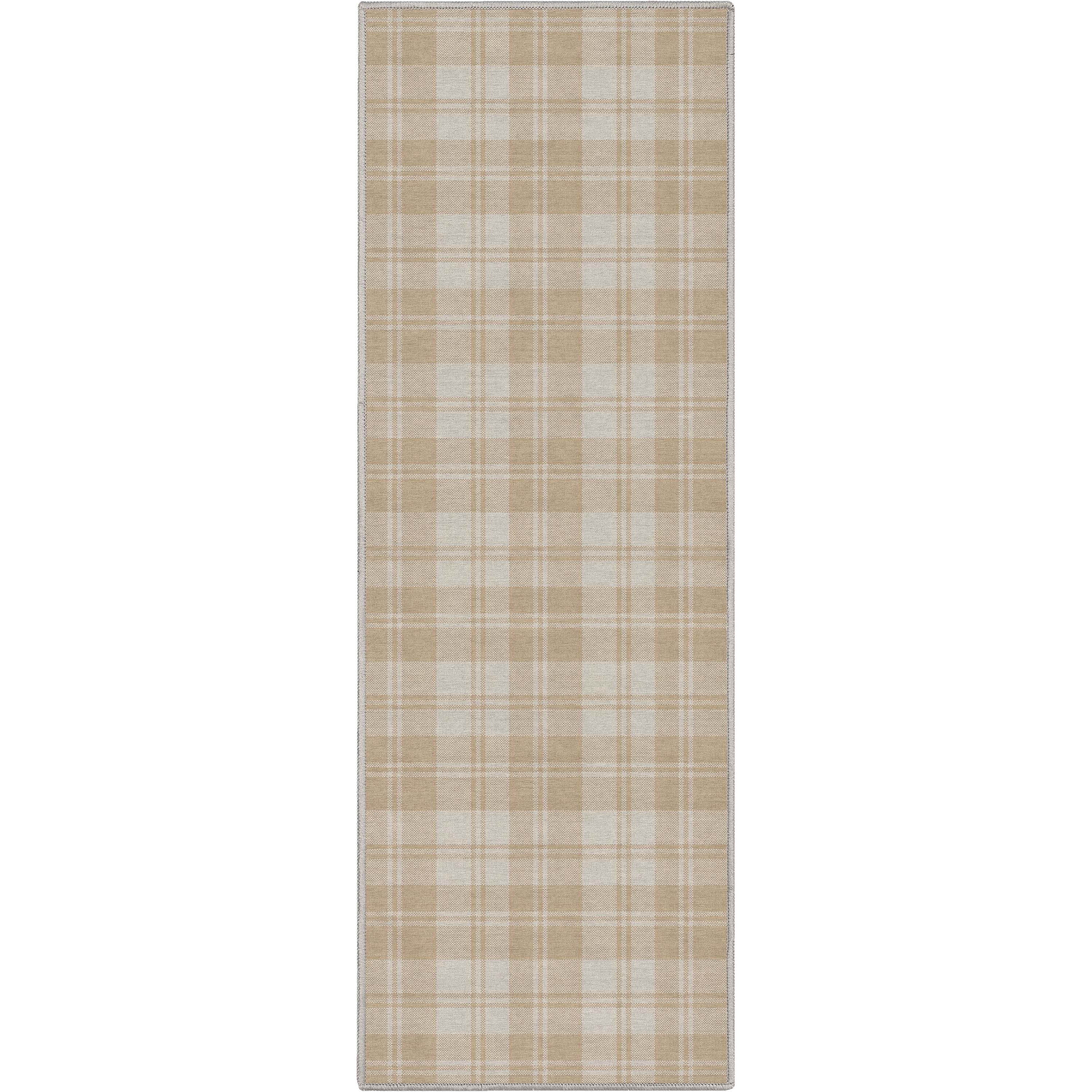 Well Woven Apollo Flatwoven Plaid Beige Brown 2' x 5' Runner Rug