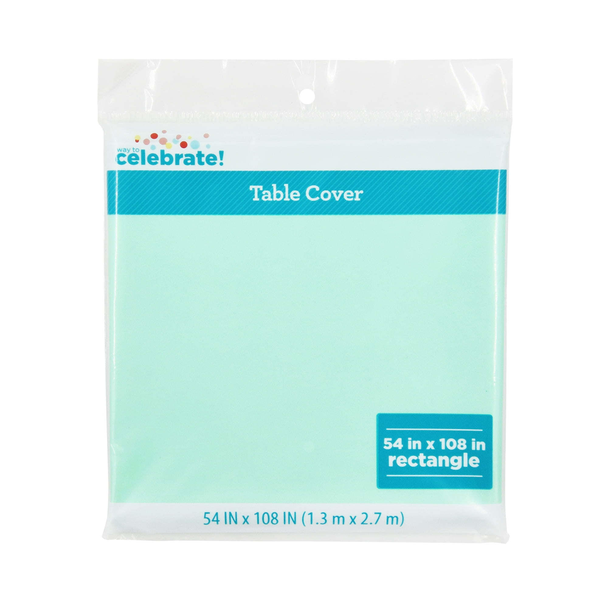 Way To Celebrate Rectangular Plastic Table Cover, Fresh Mint, 54 in x 108 in