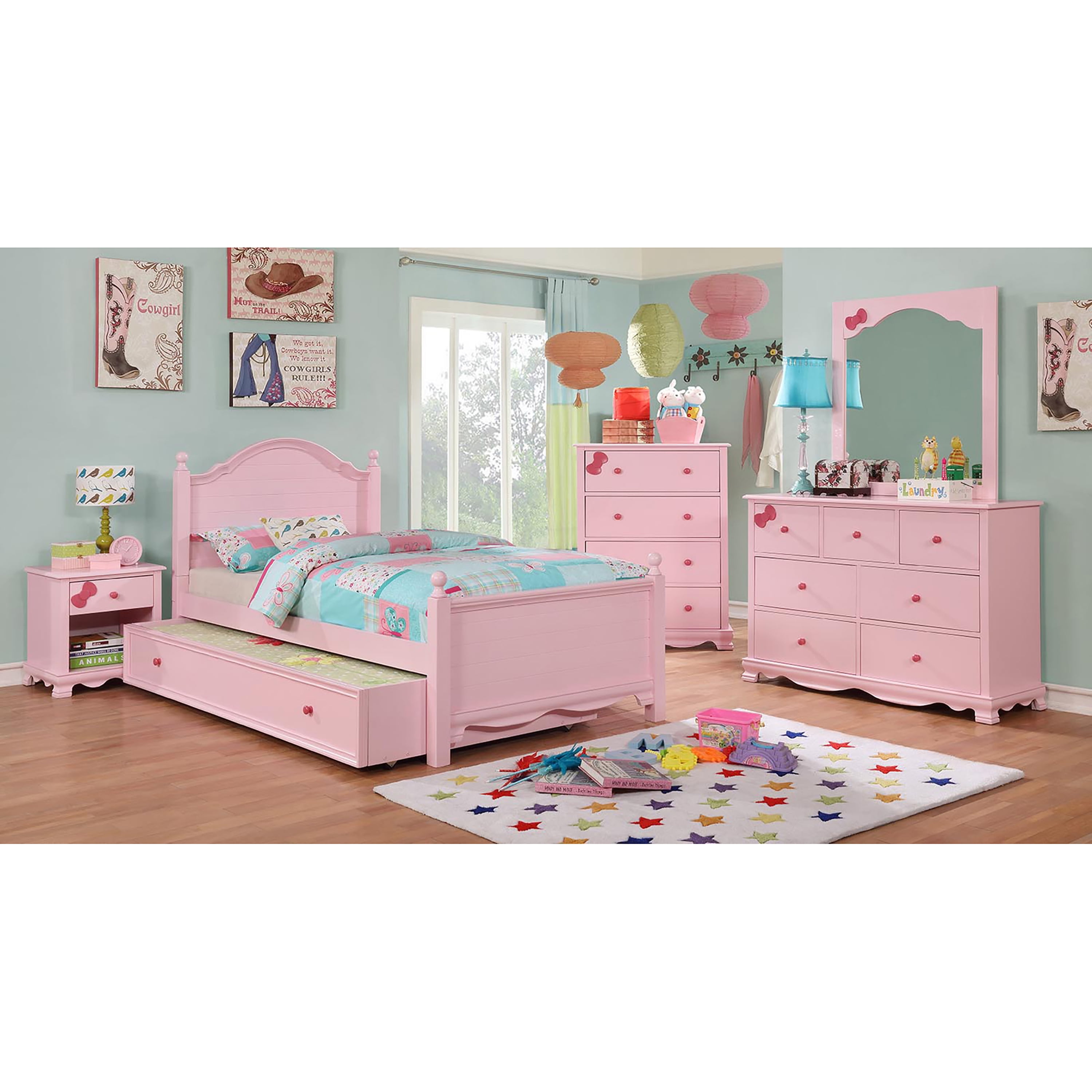 Furniture of America Crista Contemporary Wood 4-Drawer Chest, Pink