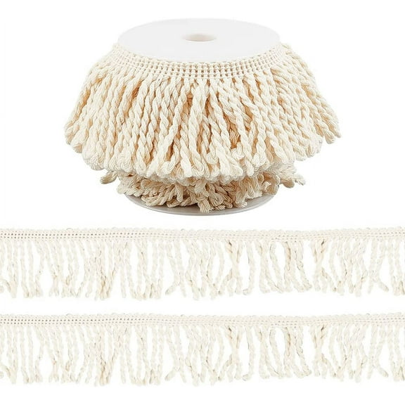 10 Yards Curtain Fringes Bullion Fringe Trim Beige Fabric Trims and Embellishments Cotton Fibre Tassel Curtain Weights Fringes Sewing for DIY Decoration Curtain Sofa Clothes for DIY Floral White