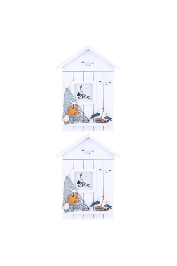 Key Organizer Wall Mounted Wooden House Shape for Storage As Shown 2Pcs