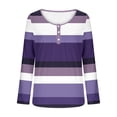 thumbnail image 7 of XuJwPNcy Womens Long Sleeve Striped Henley Tops Casual Loose Fit Color Block Blouse Spring Fall Tunic Shirts(Purple,Medium), 7 of 7