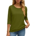 thumbnail image 3 of Towmus Women's Casual 3/4 Sleeve T-Shirts Round Neck Graphic Printed Tunic Tops Basic Tees Blouses, 3 of 5