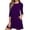 Purple, variant on Asklazy Women's Round Casual Dress Neck 3/4 Sleeves A-line Tshirt Dress with Pocket,US Size,2XL,Black