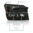 thumbnail image 3 of Spec-D Tuning Black Headlights + Bumper Lights Compatible with 2002-2006 Chevy Avalanche 1500 2500 Pickup, Left + Right Pair Headlamps Assembly, 3 of 6