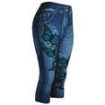 thumbnail image 3 of Dyfzdhu Capri Leggings for Women Summer High Waisted Denim Print Fake Jeans Slim Skinny Capri Pants Stretch Workout Leggings, 3 of 7