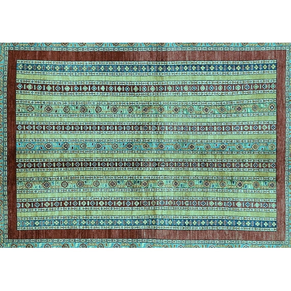 Ahgly Company Indoor Rectangle Abstract Light Blue Modern Area Rugs, 5' x 7'