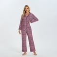 thumbnail image 3 of Womenp pajama set， Milk Silk Leopard Print Long Sleeve Pajama Set for women, 3 of 5
