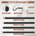thumbnail image 3 of PHANCIR Curtain Rods for Windows 66"-120", 1" Heavy Duty Adjustable Black Curtain Rod with 3 Brackets for Bedroom, Living Room, 3 of 8