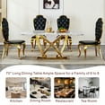 thumbnail image 3 of GAKMCIL 70" Rectangle Faux Marble Dining Table for 6-8 People, Modern Kitchen Table with Mirror Polished Stainless Steel Base, Easy Assembly, 300lbs Load for Dining Room, Kitchen, Office (Gold&Grey), 3 of 7
