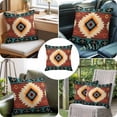 thumbnail image 6 of Teal Red Tribal Geometric Throw Pillow Cover Vintage Boho Native Abstract Cotton Linen Cushion Cover Throw Pillow Case with Invisible Zipper for Couch Sofa Bed Chair Car 26x26 Inch, 6 of 9