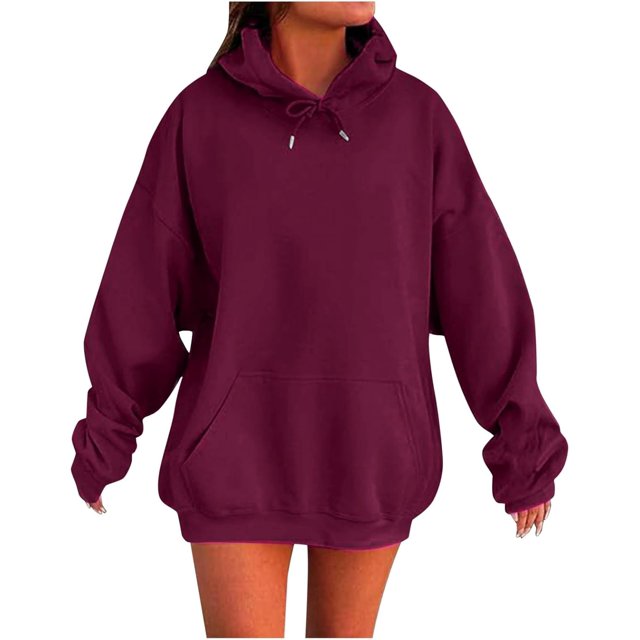QianmianT Sweat à Capuche Oversize pour Femmes Automne Hiver Mignons Chandails en Molleton Mode Hauts Tenues Tendance Pull à Cordon Chandails en Molleton