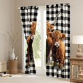 thumbnail image 3 of jejeloiu Kawaii Highland Cattle Black Out Curtains,Rustic Farmhouse Animal Curtains Pack of 2 (42x63 Each),White Black Classic Checkered Bedroom Curtains For Girls Boys,Super Cozy Room Decor, 3 of 6