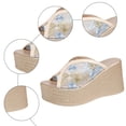 thumbnail image 7 of Wedge Heels for Women Peep Toe Platform Sandals 2026 Summer Fashion Splice Floral Embroidery Mesh Slip on Comfortable Slides Beach Shoes Blue Size 7.5, 7 of 7
