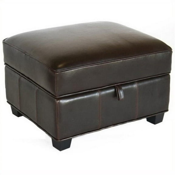 Bowery Hill Faux Leather Storage Ottoman in Dark Brown