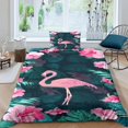 thumbnail image 3 of Housse de Couette et Taies d'Oreiller Flamants Roses Animal et Impression Douce en Microfibre Polyester, 3 of 5