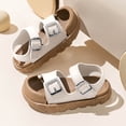 thumbnail image 2 of Floleo Toddler Boys Girls Open-Toe Sandals, Adjustable Double Buckle Footwear, Three Tone Non-Slip Thick Sole Kids Summer Beach & Casual Shoes(White,2.5-3.5 Years), 2 of 8