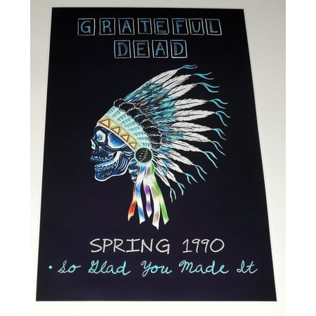 Grateful Dead Jerry Garcia / Bob Weir Black Spring Tour 1990 Poster 19" x 13" So Glad You Made it!