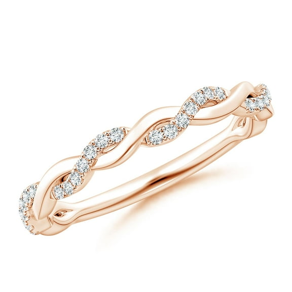 Angara Lab-Grown Diamond Twist Ring in 14K Rose Gold for Women – April Birthstone Jewelry | Lab Created Pave Set Diamond Ring (Ring Size - 7.5)