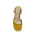 thumbnail image 5 of Jessica Simpson Skilla Yellow Mustard Satin Platform Pump Buckle Strap Block Heel (Satin Brass, 8), 5 of 6